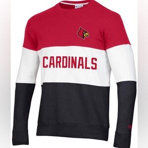 CHAMPION  Louisville Cardinals Men’s Red Blocked Crew Sweatshirt (2X) NEW W/TAG